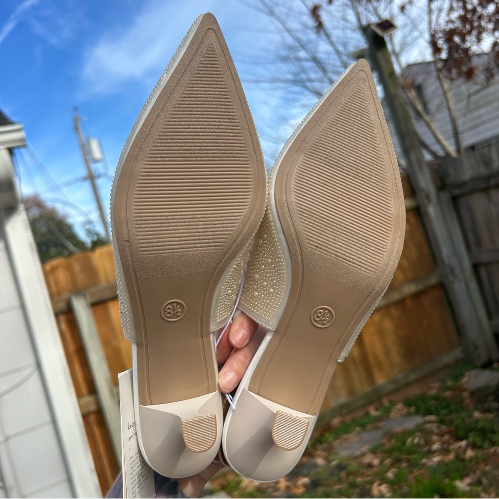 Nwt Nwt Women's Milan Slingback Heels - A New Day size 8.5 wedding pearl summer - Picture 8 of 8